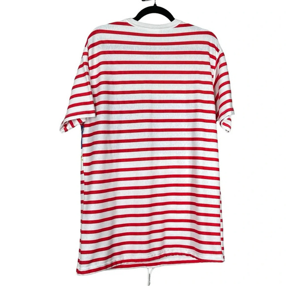 Huntington Ridge Striped Short Sleeve Red White Blue Nautical 90s Coastal Sailor - Picture 8 of 8